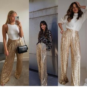 Zara Sequin wide leg trousers